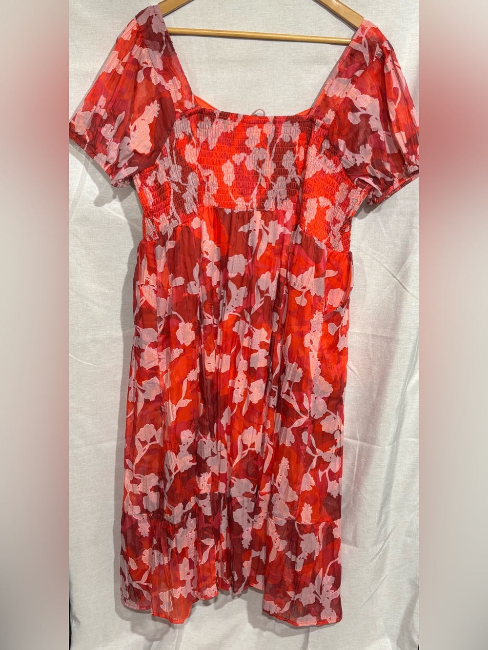 Torrid • Red & Pink Floral Lace Up Midi Dress 2X - Picture 3 of 12